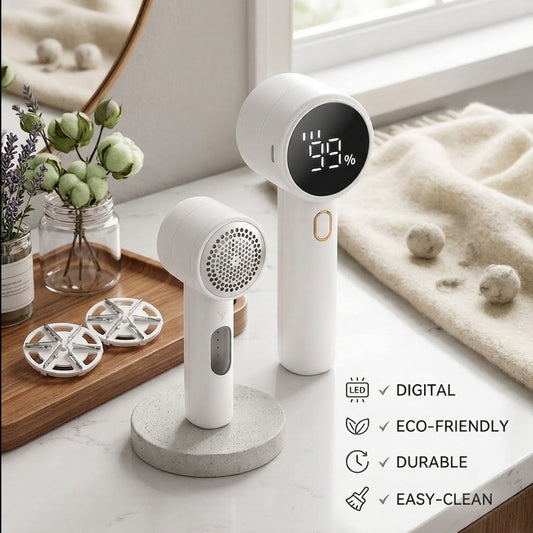 Fabric Shaver, Electric Lint Remover, Rechargeable Lint Shaver, Sweater Defuzzer to Remove Pilling, Battery Operated, 6-blade, 3-speed with LED Display for Clothes, Upholstery, Furniture