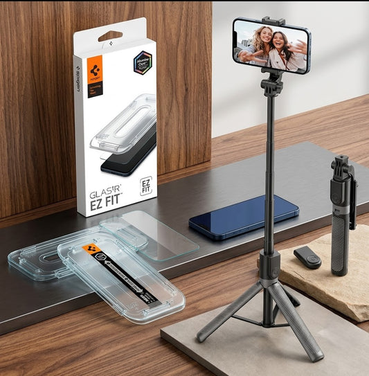 Phone Tripod & Selfie Stick 2-in-1 Adjustable Portable Stand with Bluetooth Remote for Photography, Vlogging and Video Recording