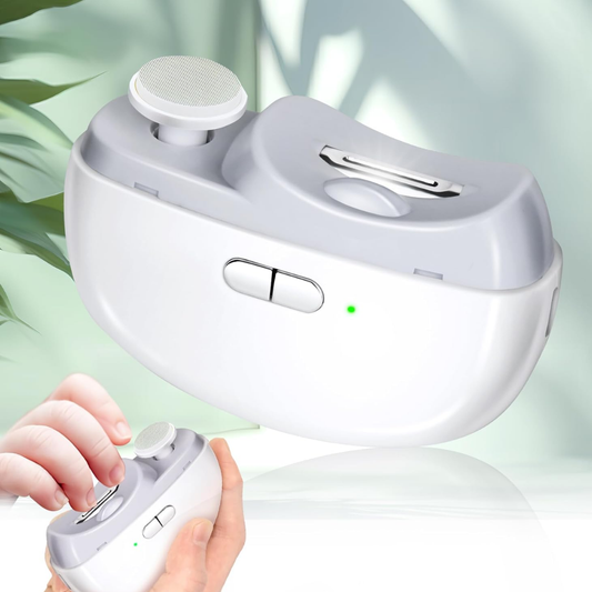 3-in-1 Electric Nail Clipper – Rechargeable Nail Trimmer with LED Light & Nail Storage (White)