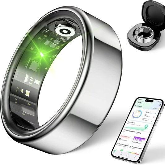 Smart Health Ring – Sleep, Heart Rate & Blood Oxygen Tracking, Waterproof Fitness Ring, Android & iOS (Size #10)
