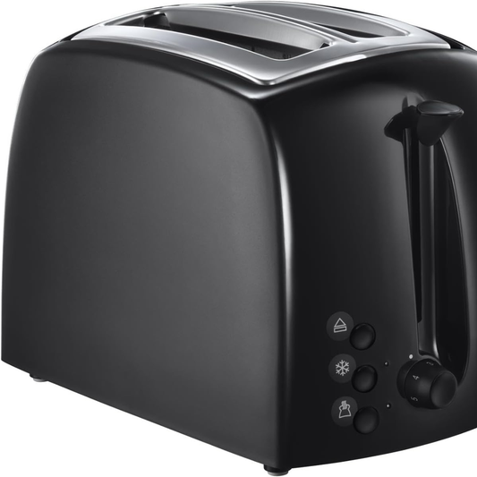 Russell Hobbs Textures 2-Slice Toaster – 6 Browning Levels, Extra Wide Slots, 850W, Black Finish