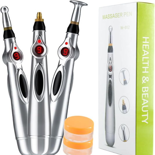 Electronic Acupuncture Therapy Pen with 3 Different Massage Heads for Pain Relief