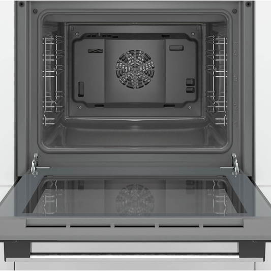 Bosch Serie 2 HHF113BR0B Stainless Steel Single Electric Oven, A Energy Efficiency, 66L Capacity, Electronic Timer & Enamel Interior
