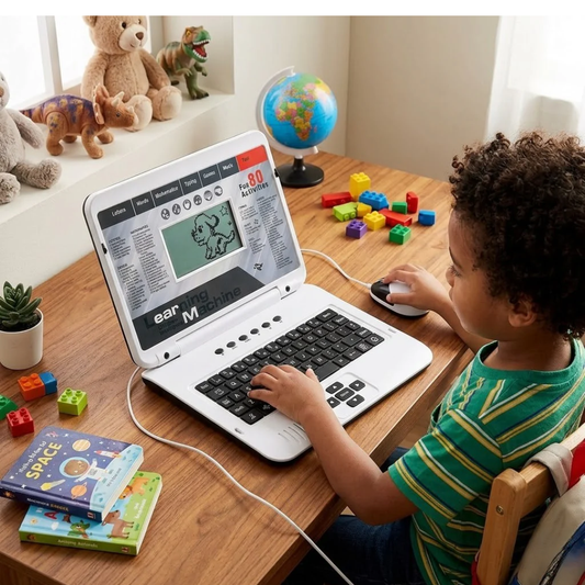 Kids Educational Laptop Toy – 80+ Activities for Learning English, Math, Games & Music – White
