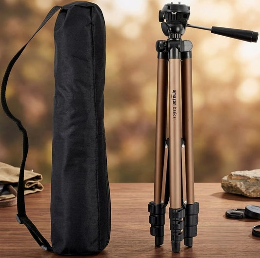 Amazon Basics 127 cm (50 Inch) Lightweight Tripod with Bag, Champagne