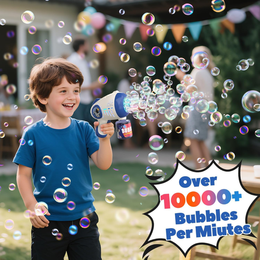 EagleStone Kids Light-Up Bubble Gun 2 Pack – Automatic Electric Bubble Machine (8-Hole) for Outdoor Play & Parties