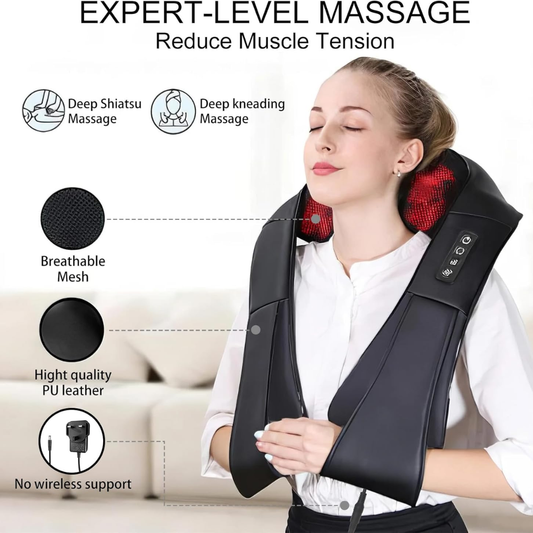 iKristin Neck Massager – 3D Shiatsu Deep Tissue Massage with Heat for Neck, Back, Shoulder & Body (Black)