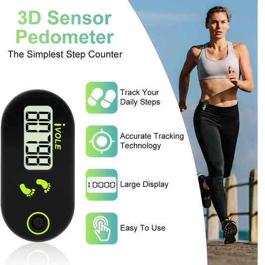 Flintronic Mini 3D Walking Pedometer – Portable Step Counter with Clip & Lanyard for Kids, Adults & Seniors