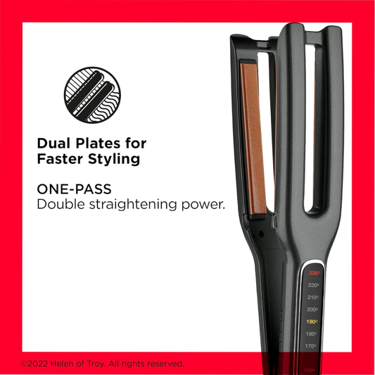 Revlon Double Straight Hair Straightener – Dual Plate Ceramic Styler with 10 Heat Settings & LED Display, Black