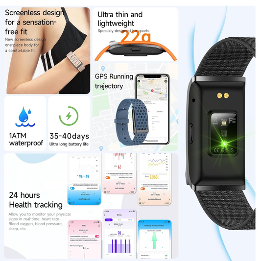 Health Fitness Smart Bracelet – 127 Sport Modes, Sleep Tracking, Waterproof, Call & Alarm Alerts, Photo Control (Blue)