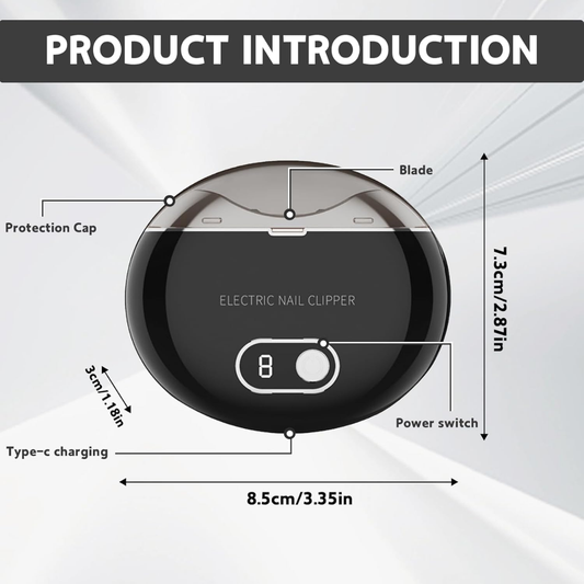 Electric Nail Clipper – 3-Speed Rechargeable Automatic Nail Trimmer with Nail Storage for Kids & Adults (Black)