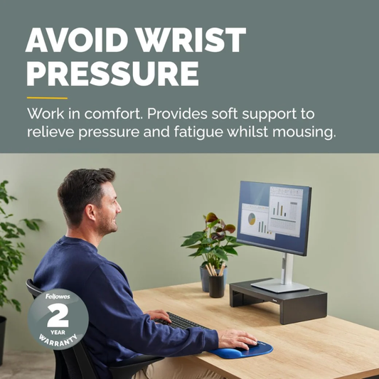 Fellowes Everyday Mousepad with Wrist Support - Ergonomic Mousepad for Computer Laptop - Blue