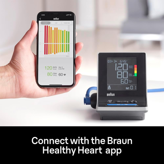 Braun ExactFit 5 Connect Upper Arm Blood Pressure Monitor – Smart App Compatible, Color Indicator, 2 Cuff Sizes, Home Use (BUA6350)