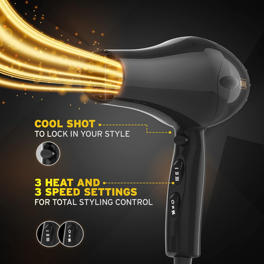 Wahl PowerPik 2 Hair Dryer for Women – Afro Hair Dryer with Pik Attachment & Anti-Frizz Styling, Black