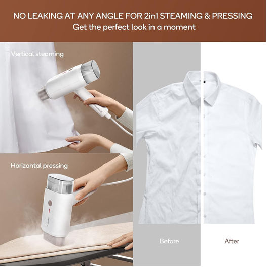 Newbealer Portable Clothes Steamer, 1200W Fast Heat-Up Handheld Garment Steamer with 180ml Tank for Home & Travel, Vertical & Horizontal Use