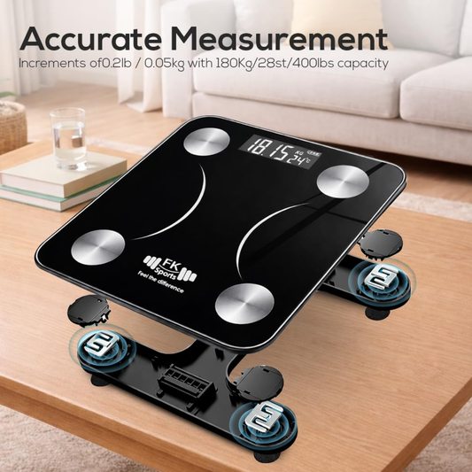 FK Sports Smart Digital Bathroom Scale – Bluetooth BMI & Body Fat Monitor, 180KG Capacity