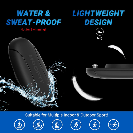 moofit HR8 Heart Rate Monitor Chest Strap – Bluetooth/ANT+ Fitness Tracker (IP67 Waterproof)