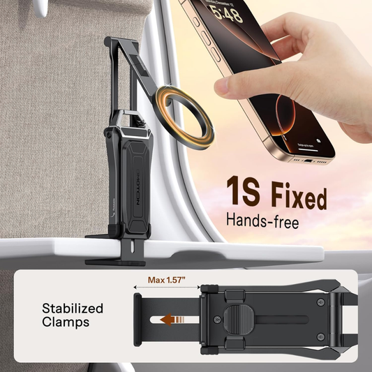 OMOTON TP02 360° Rotating MagSafe Tripod Stand | Ultralight 158g Aluminum Magnetic Phone Holder for iPhone 17/16/15/14 Pro Max – Vlog, Gym & Travel Accessory (Black)