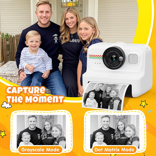 HiMont Kids Instant Print Camera 1080P with 32GB Card & Paper Rolls (Black)