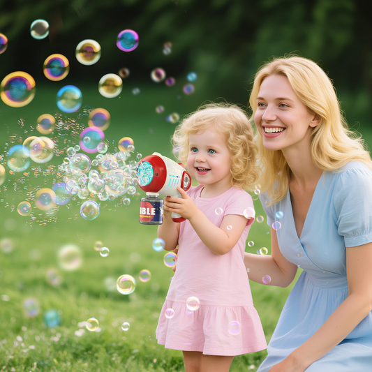 EagleStone Kids Light-Up Bubble Gun 2 Pack – Automatic Electric Bubble Machine (8-Hole) for Outdoor Play & Parties