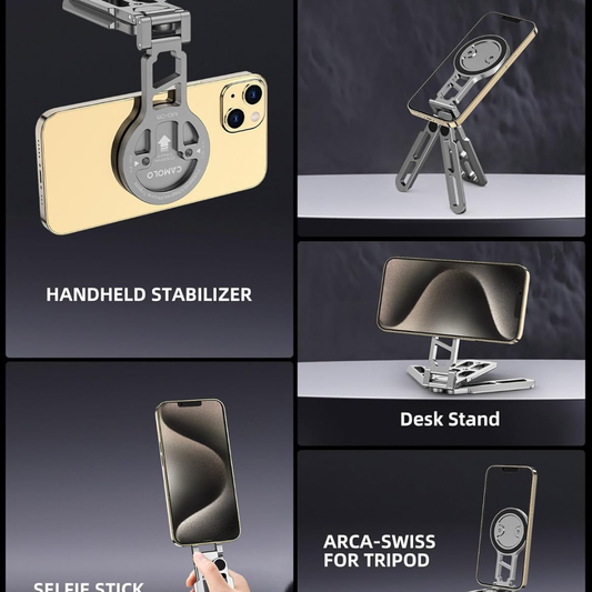 Magnetic Pocket Phone Tripod | Foldable Smartphone Holder Stand with Arca-Swiss & Cold Shoe Mount for iPhone 17/16/15/14/13/12 – Video, Vlog & Travel