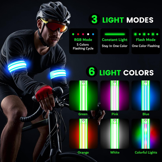 Fokia Kunbio LED Running Armband – Rechargeable Reflective Night Safety Light