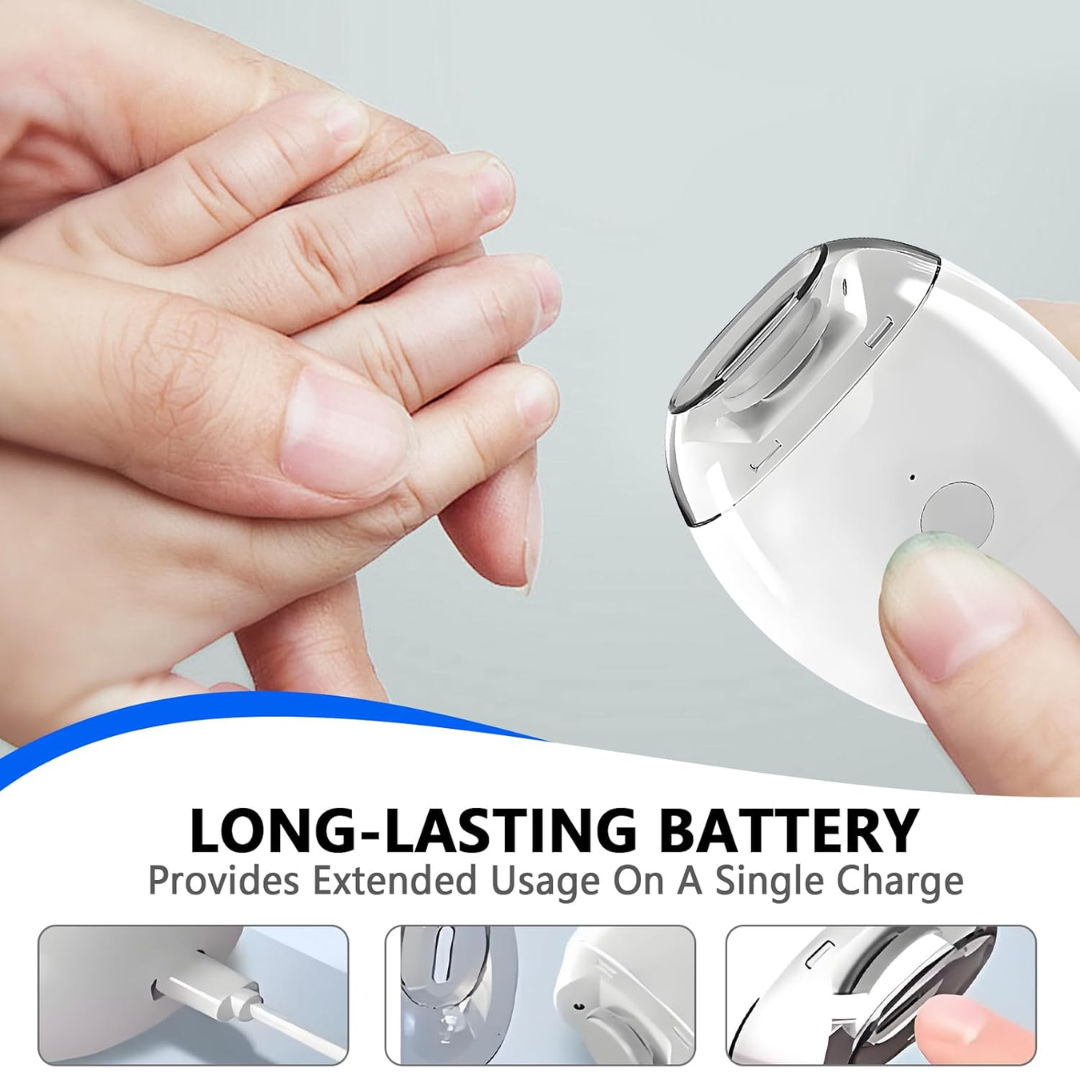 2PCS Electric Nail Clipper Set – Automatic Nail Grinder with LED Light & 3 Speeds for Kids & Adults