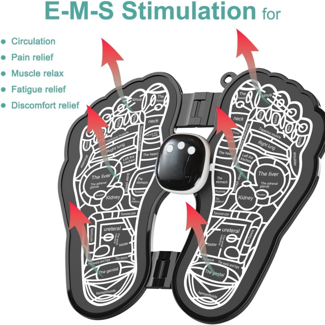 EMS Foot Massager – Portable Folding Mat, 8 Modes 19 Intensities, Muscle & Circulation Relief, USB Rechargeable