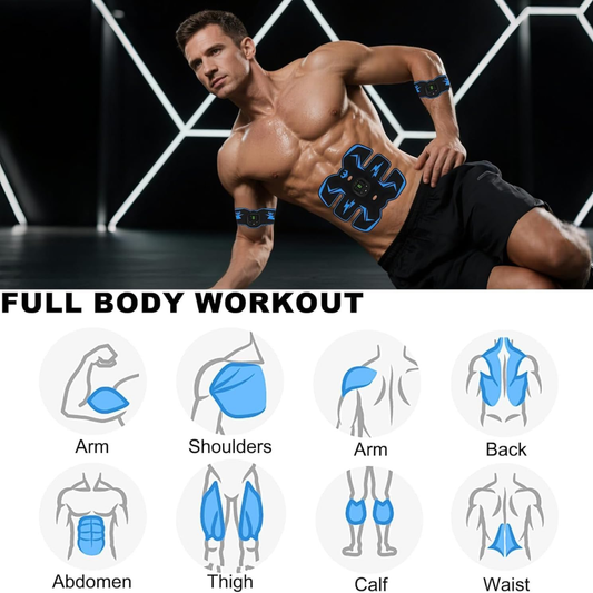 Portable EMS Muscle Stimulator – USB Rechargeable Full Body Toning Device