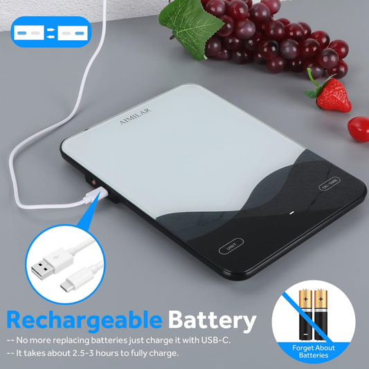 AIMILAR Digital Kitchen Food Scale Digital Kitchen Scale | USB-C Rechargeable LED Scale