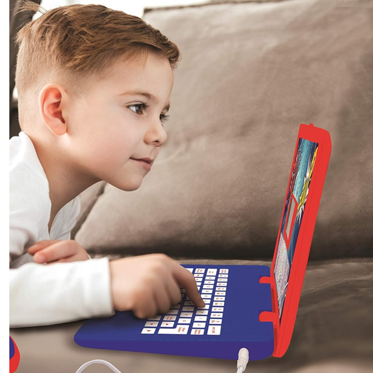 LEXIBOOK Spider-Man Educational Laptop – Bilingual Learning Toy with 124 Activities (Red/Blue)