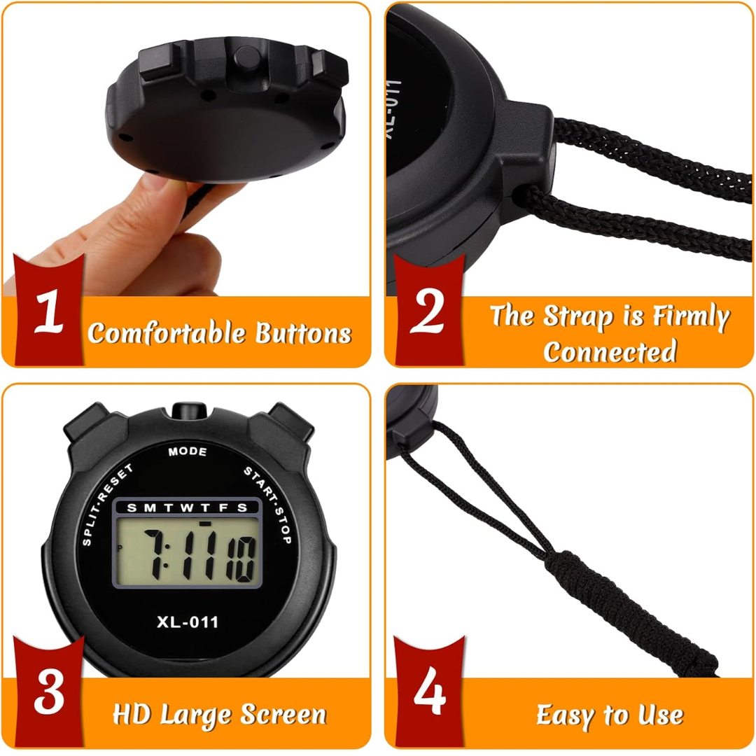 3 Pcs Digital Sports Stopwatch Set – Multi-Function Timer for Running & Training