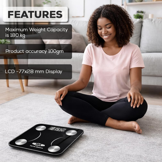 FK Sports Smart Digital Bathroom Scale – Bluetooth BMI & Body Fat Monitor, 180KG Capacity