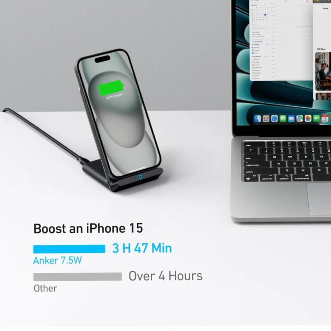 Anker Wireless Charger PowerWave Stand | Qi-Certified Fast Charging Stand for iPhone & Smartphones