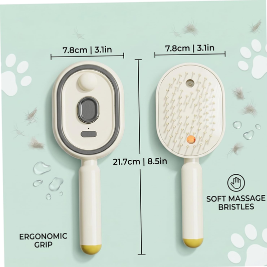 Electric Steam Hair Brush with Water Spray & Essential Oil Mist – Anti-Static Detangling Comb (Beige)