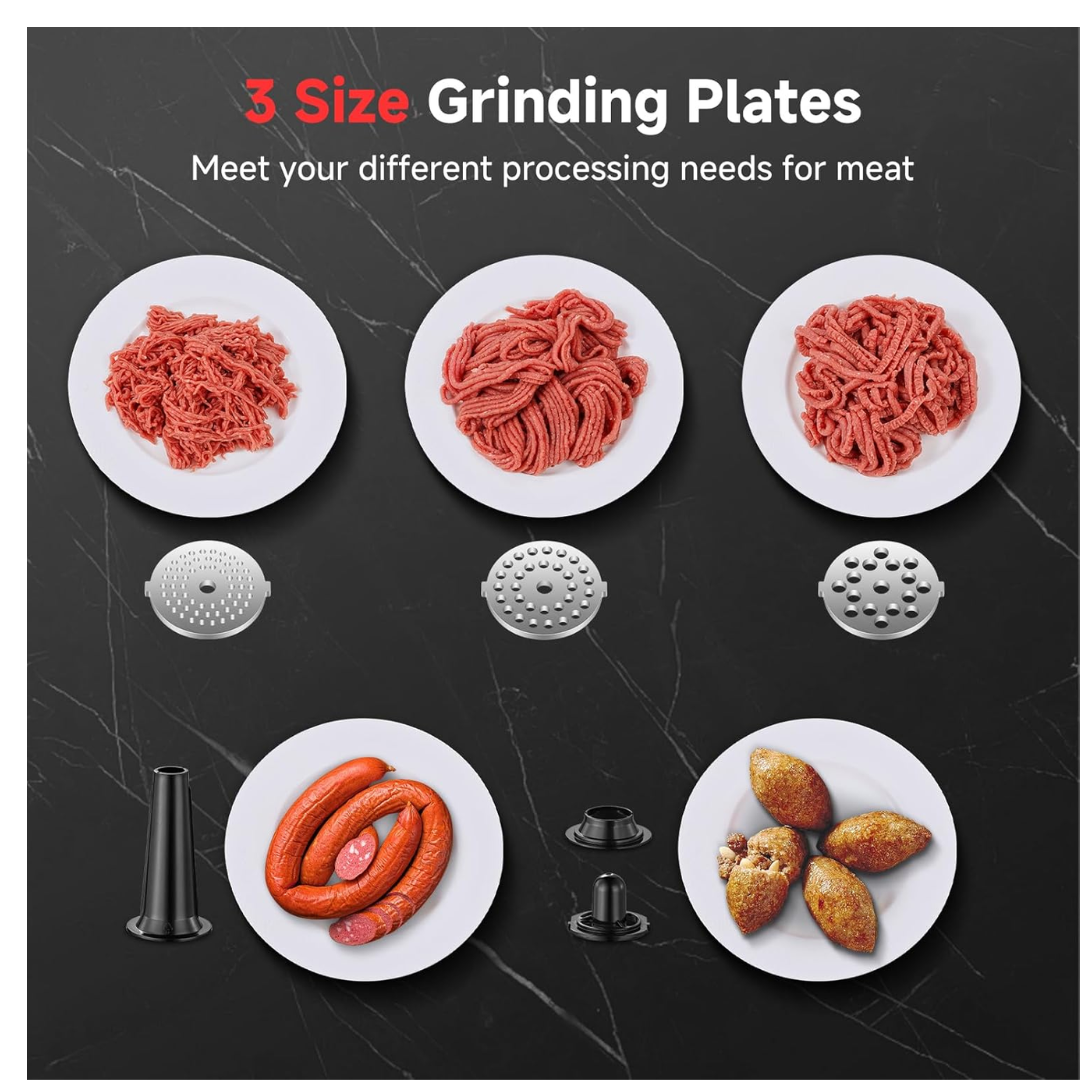 AAOBOSI 3000W Max Electric Meat Grinder, 9-Speed & 9 Preset Modes, Non-Clogging System with Sausage, Kubbe Maker & Grater Kit for Home Kitchen Use