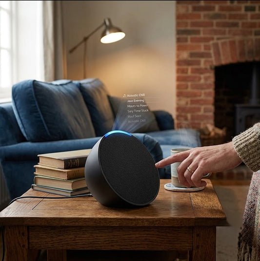 Bluetooth Smart Speaker with Alexa Voice Assistant – Black, Wireless Smart Home Speaker with Voice Control and High-Quality Sound