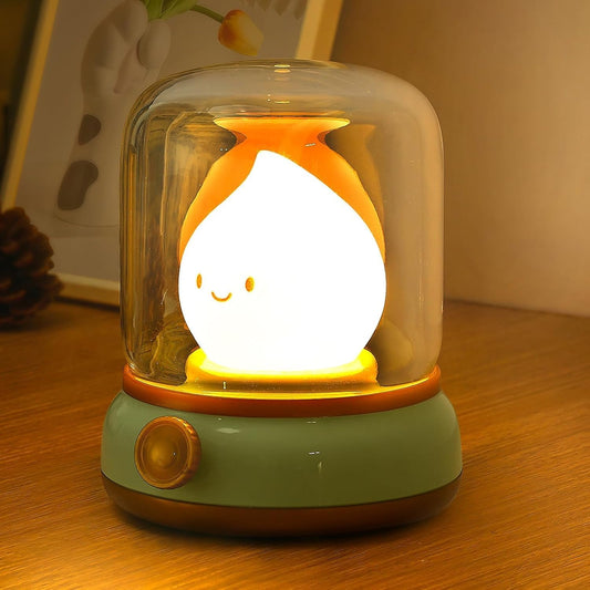 Ghost Campfire Night Light, Small Cute Kerosene Bedside Lamp, 2 Modes Dimmable Warm Night Lamp with Timer, Rechargeable Battery Night Light for Baby Nursing/Kids Sleep Aid/Camping/Party/Room Decor