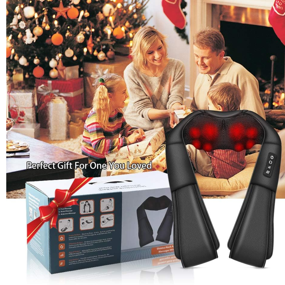 iKristin Neck Massager – 3D Shiatsu Deep Tissue Massage with Heat for Neck, Back, Shoulder & Body (Black)