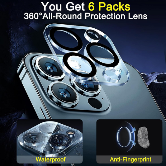 6 Pack Camera Lens Protector for iPhone Pro & Pro Max Tempered Glass HD Clear Anti-Scratch Camera Lens Cover Protection Kit