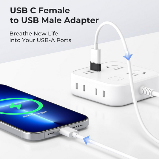USB to USB-C Adapter, High-Speed Data Transfer & Fast Charging Converter for Phones, Tablets & Laptops