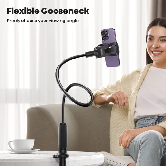 Gooseneck Bed Phone Holder, Flexible Adjustable Clamp Mount for Hands-Free Viewing in Bed, Desk & Sofa