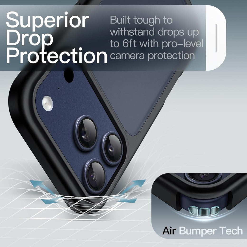 JETech Matte Case for iPhone 17 Pro Max 6.9-Inch, Shockproof Military Grade Drop Protection, Frosted Translucent Back Minimalist Phone Cover, Anti-Fingerprint (Black)