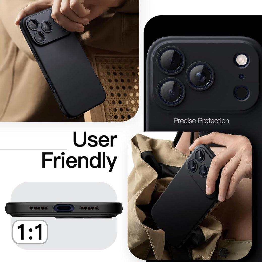 Slim Case for iPhone 17 Pro 6.3-Inch, Ultra-Thin Lightweight Minimalist Phone Cover with Camera Lens Protection, Matte Anti-Fingerprint Finish (Black)