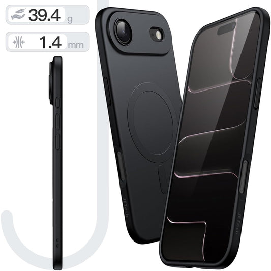 Magnetic Case for iPhone 17 Air Compatible with MagSafe, Camera Lens Full Protection, Soft TPU Protective Phone Cover with Matte Finish, Shockproof, 6.5-Inch Display (Black)
