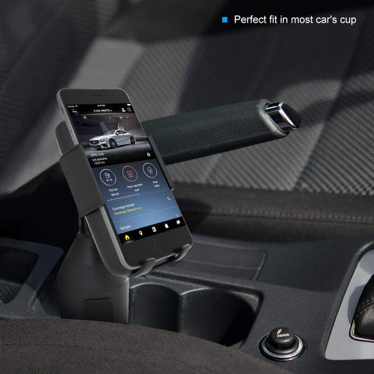 SEEKONE Universal Car Phone Holder Cup Holder Cell Phone Mount with Three-Side Grips and One-Touch Design Compatible with All Smart Phone