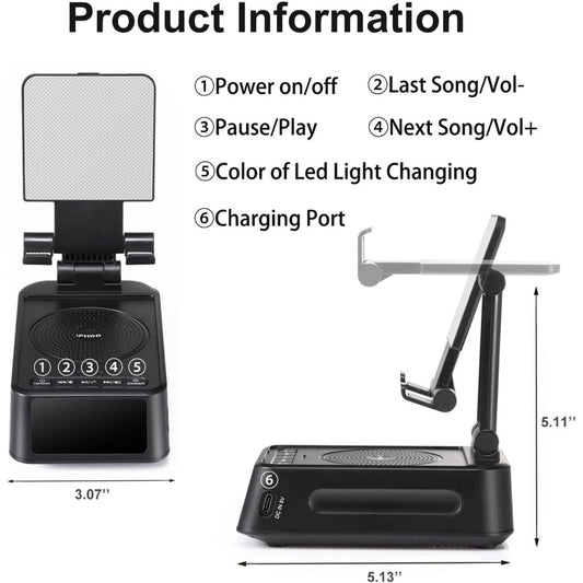 Gifts for Men Women, Phone Stand with Bluetooth Speaker&Clock, Birthday Gifts for Him, Phone Holder with Wireless Speaker, Ideal for Dad Mom Husband Boy, Cool Tech Gadget for Men