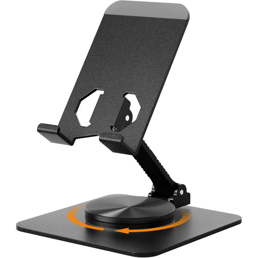 Stable Base Phone Stand - Height Adjustable, 360° Free Rotation Holder for All Mobile Phones & Tablets, black