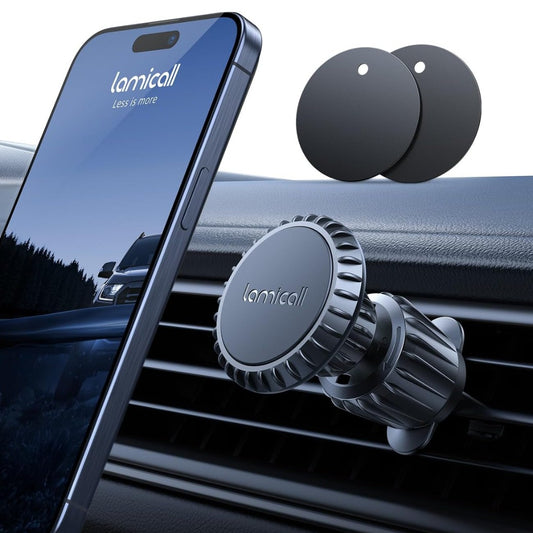 Magnetic Car Phone Holder Vent 2025 Upgrade 6X N52 Strong Magnets, Universal Mobile Phone Mount Hook, 360 Rotating Air Vent Cradle for iPhone, Samsung, Huawei, All Smartphones & Tablets