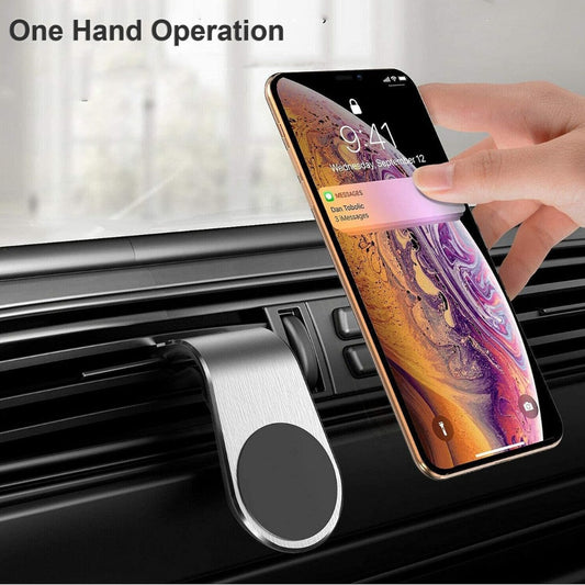 Car Phone Holder Magnetic Air Vent L Type Air Vent Clip Mount Magnetic Mobile Phone Holders, Phone Mount for Car Compatible with iphone, Samsung, Huawei